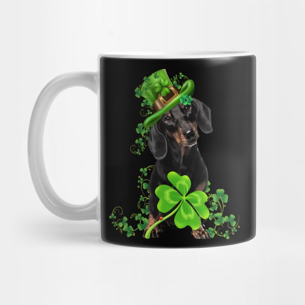 Lucky Black Dachshund Shamrock St Patrick's Day by Brodrick Arlette Store